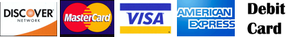 Visa, MasterCard, Discover, American Express, Debit